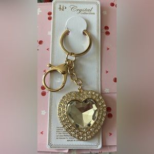 6 heart Rhinestone Keychain! Assorted colors.